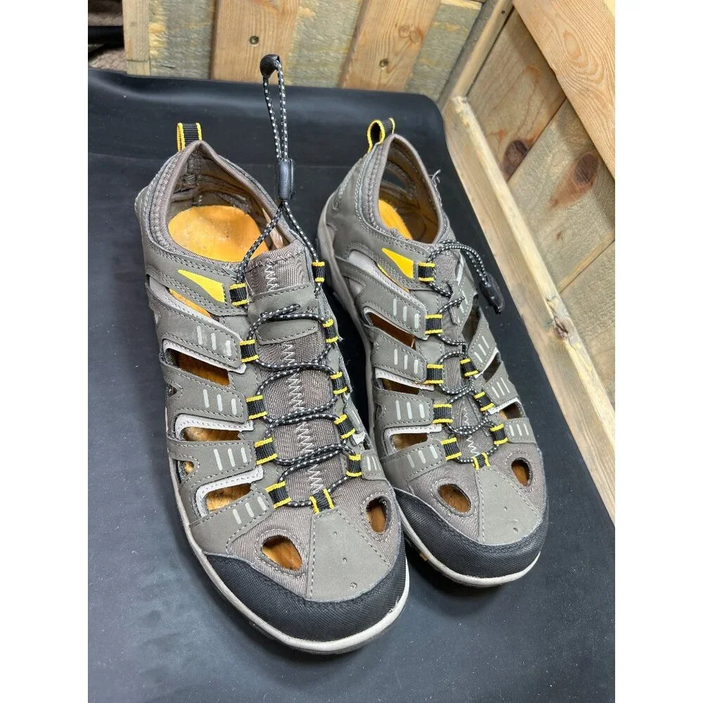 Eddie Bauer Eastport Mens Outdoor Sandals Size 10M Gray/Yellow